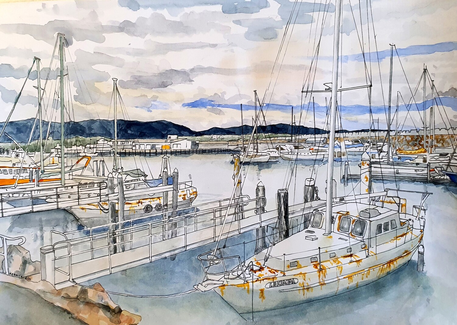 "Rusty Boat at mooring, Coffs Harbour Marina" High Quality Art Print