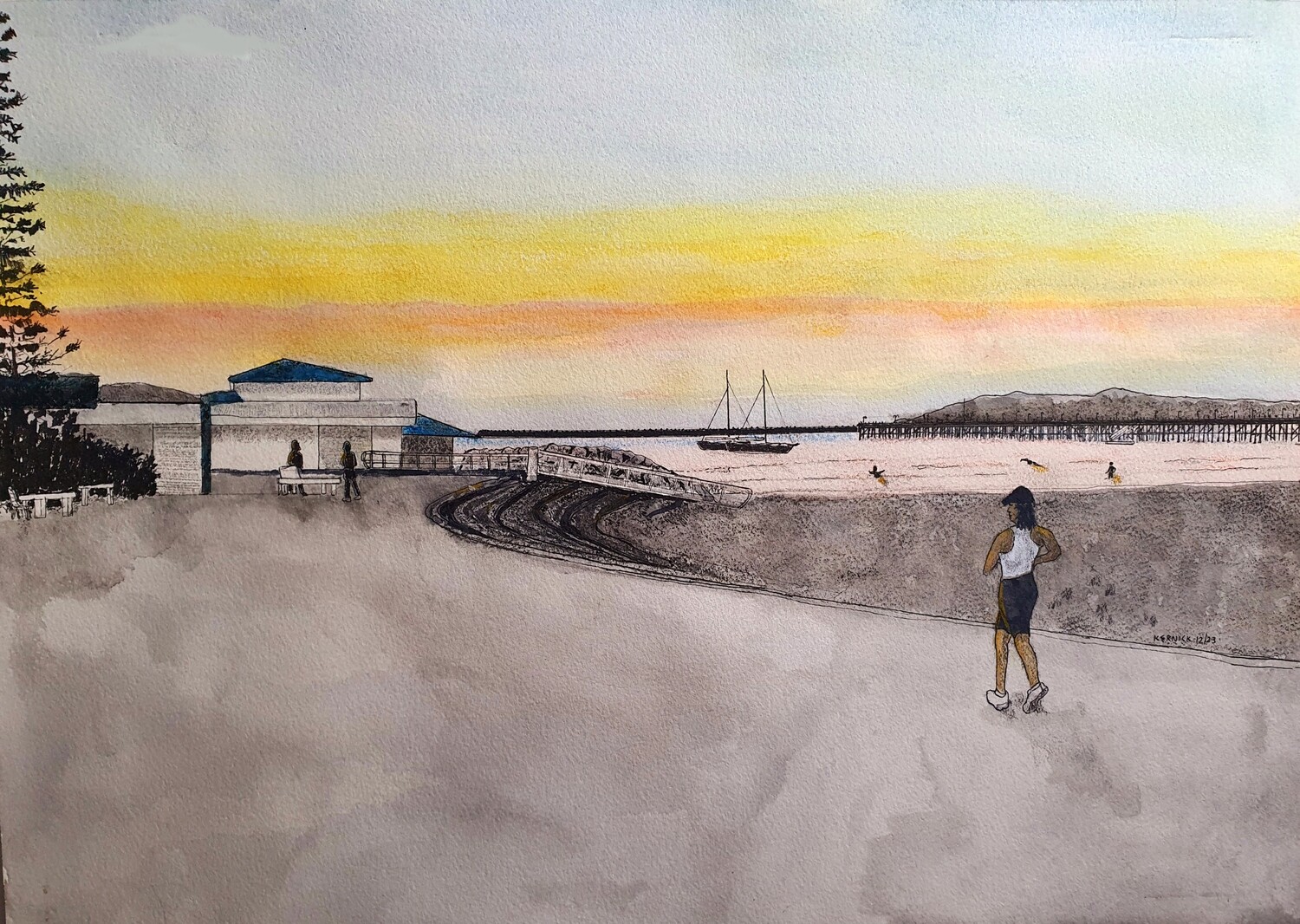 High Quality Print of &quot; Jogger near Coffs Jetty Steps at dawn&quot;