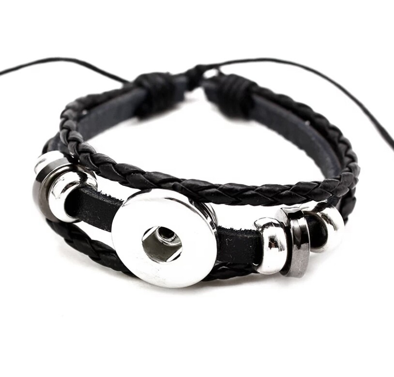 Adjustable Black Leather Bracelet