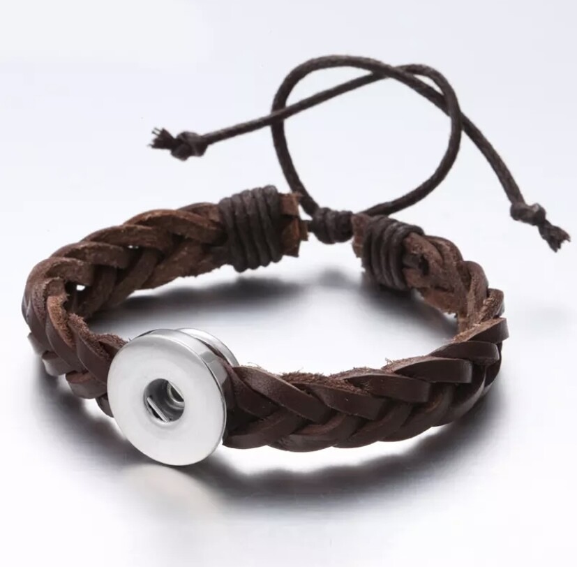 Brown Braided Leather Bracelet