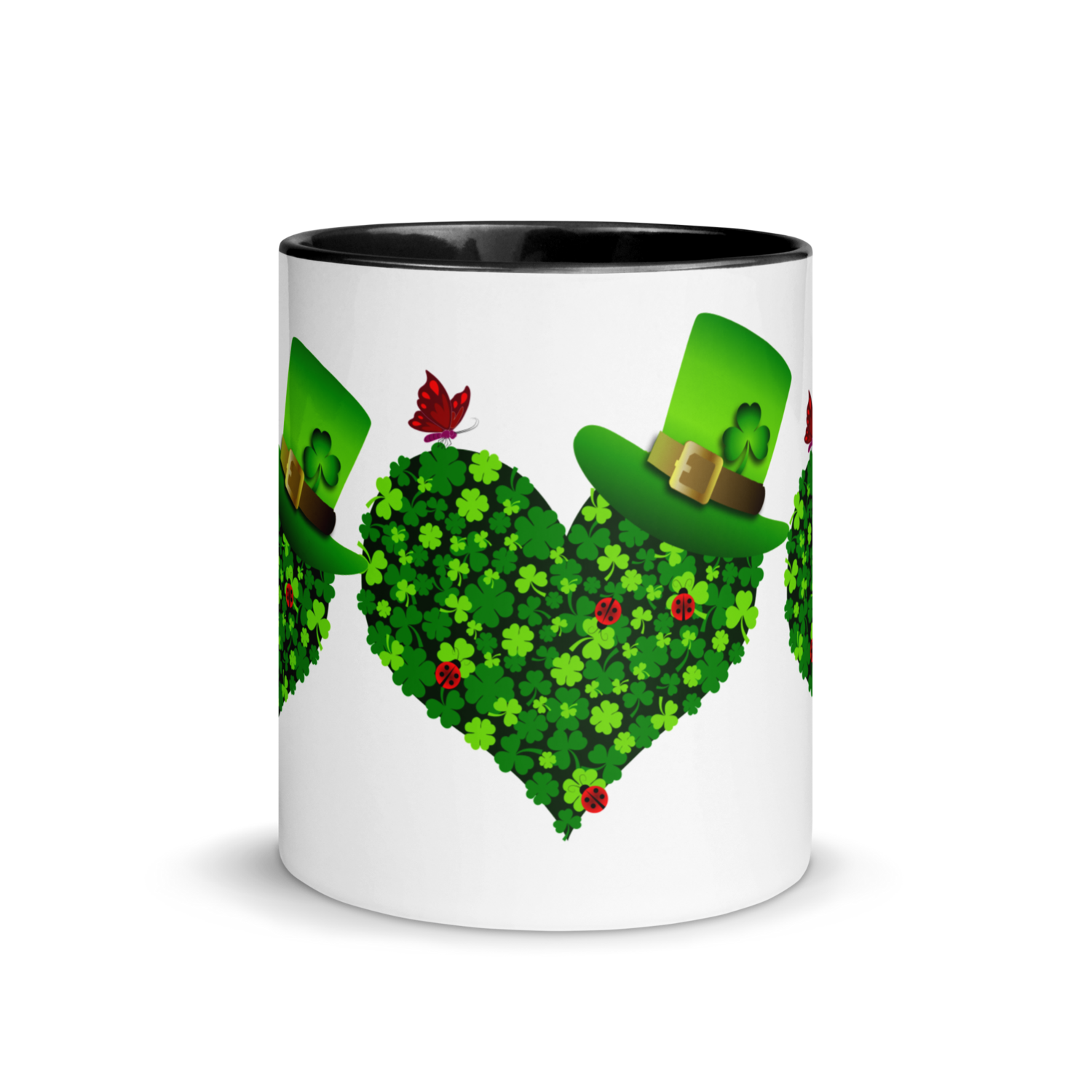 Heart Shamrocks Hat Mug with Color Inside