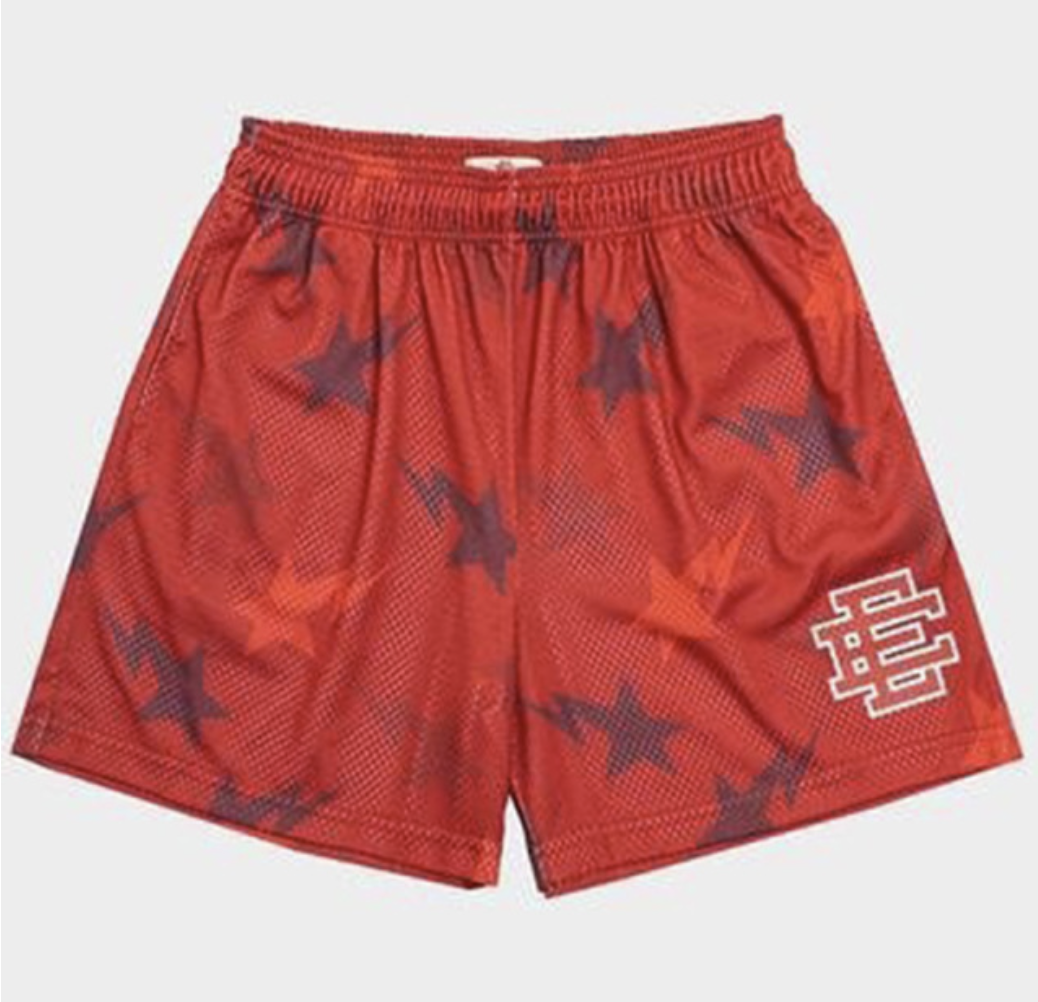 EE Red/Maroon/Lightning Bolt Athletic Shorts