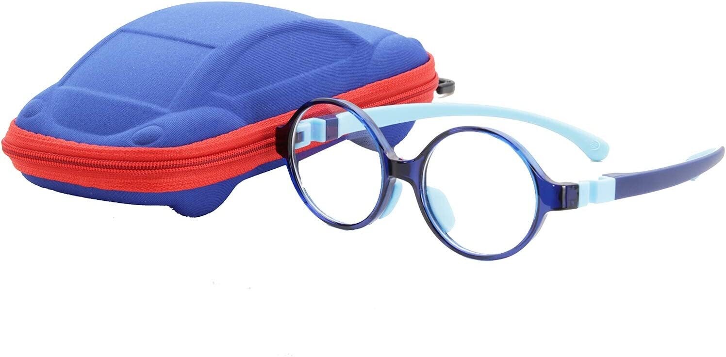 LERNEW Blu Glasses for Kids Boys Girls, TR90 Round Flexible Frame