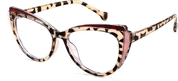 FEISEDY Cateye Eyewear TR Fashion Frame red pink Leopard