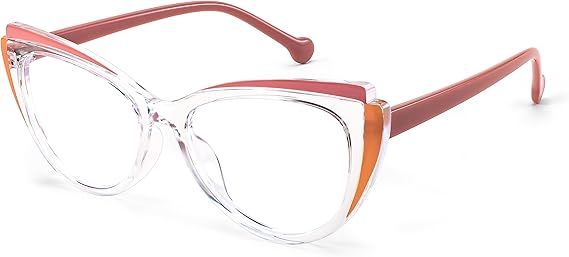 FEISEDY Cat eye Eyewear TR Fashion Frame Transparent orange