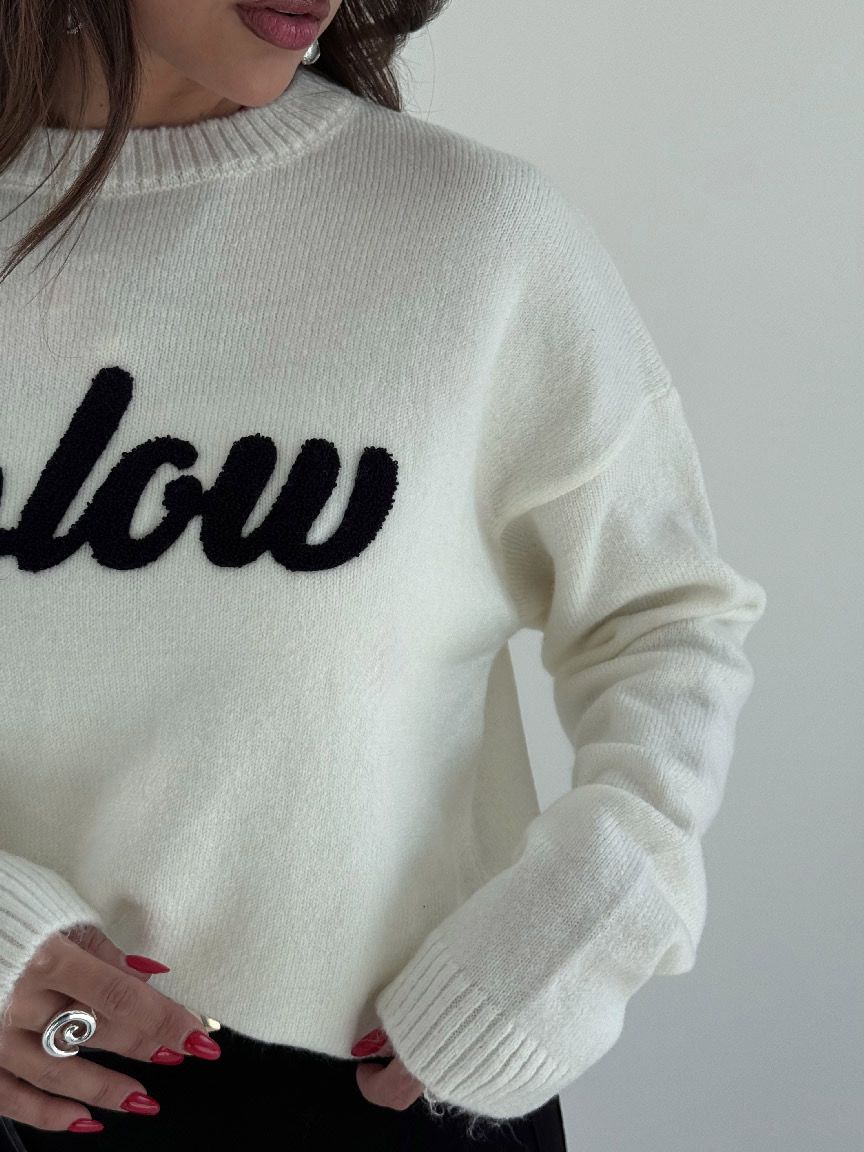 Detailed Knit Sweater Navy/Blue &amp; White