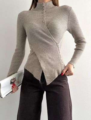 Bloom Button-detail Knitwear -mink