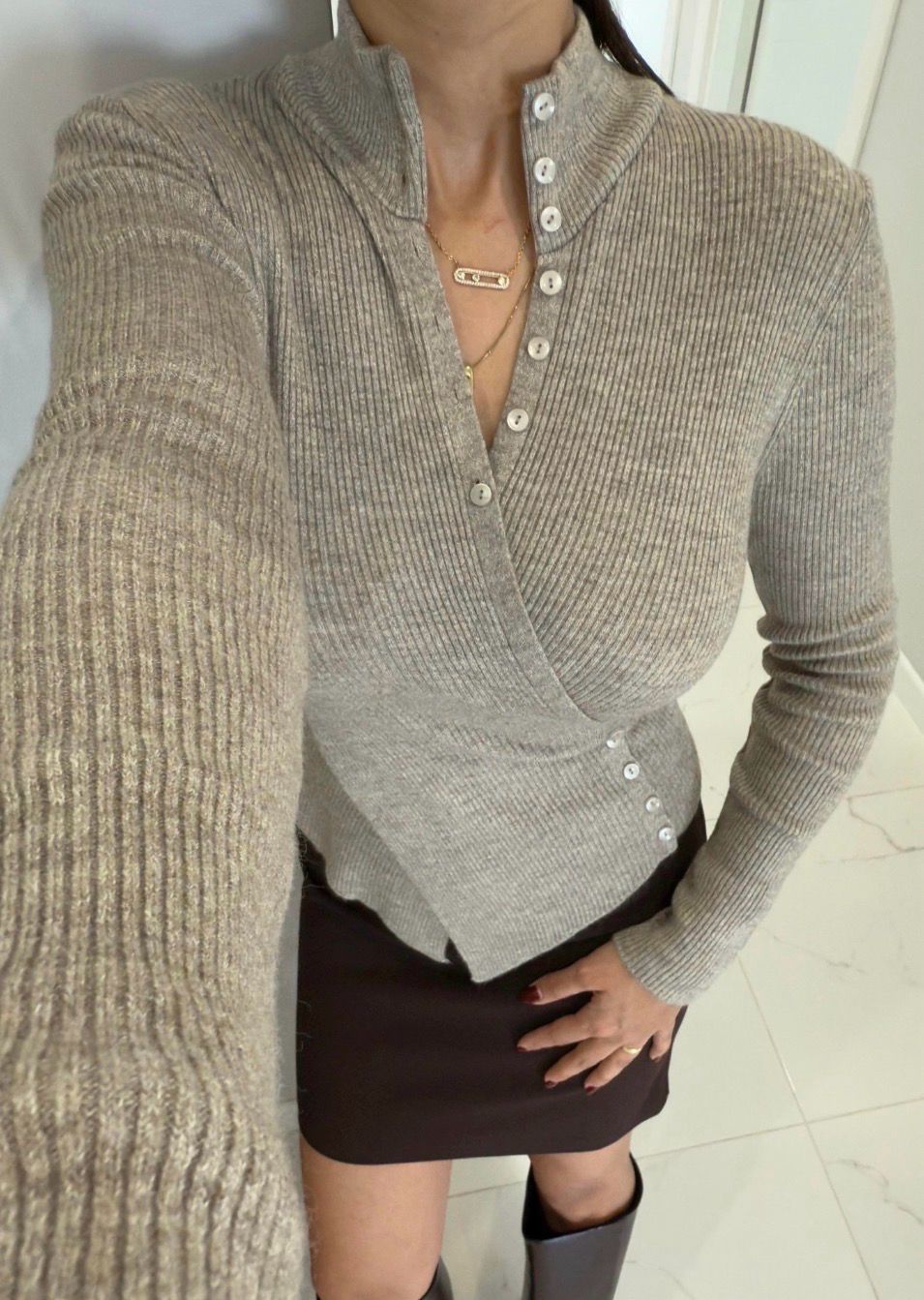 Bloom Button-detail Knitwear -mink