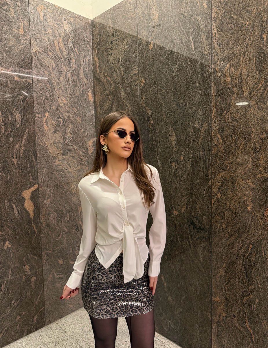 Sequin Leopard Print Short Skirt