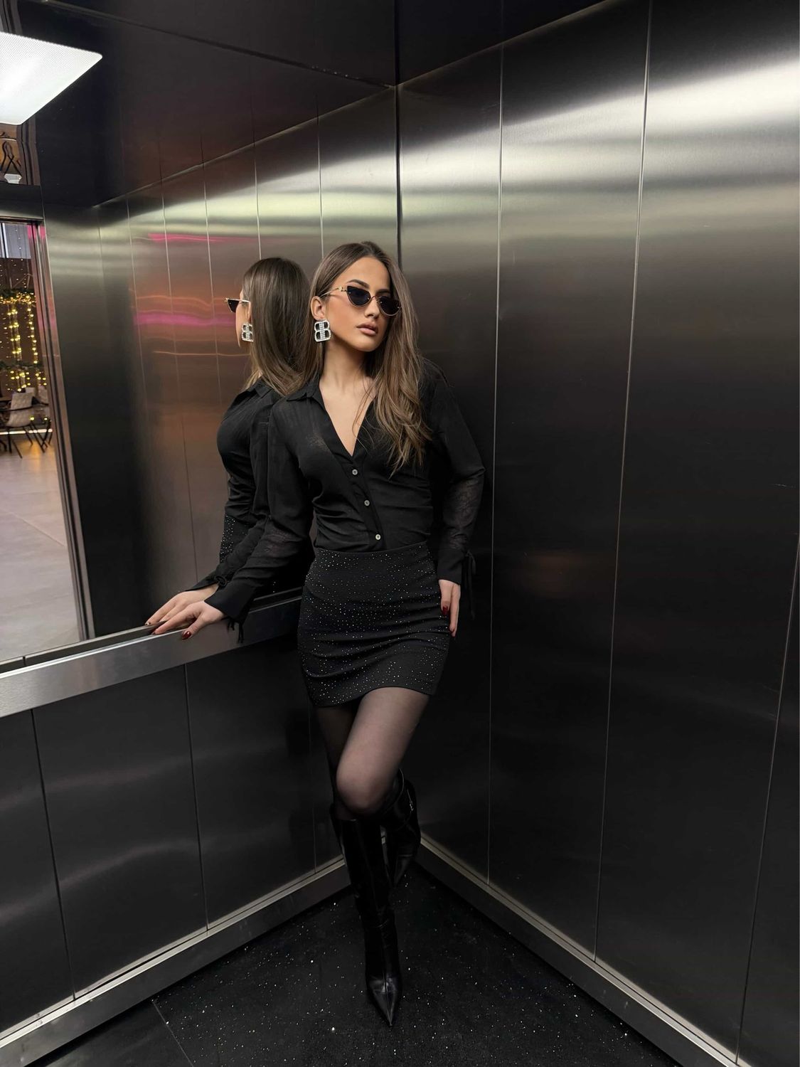 Rhinestone Short Skirt