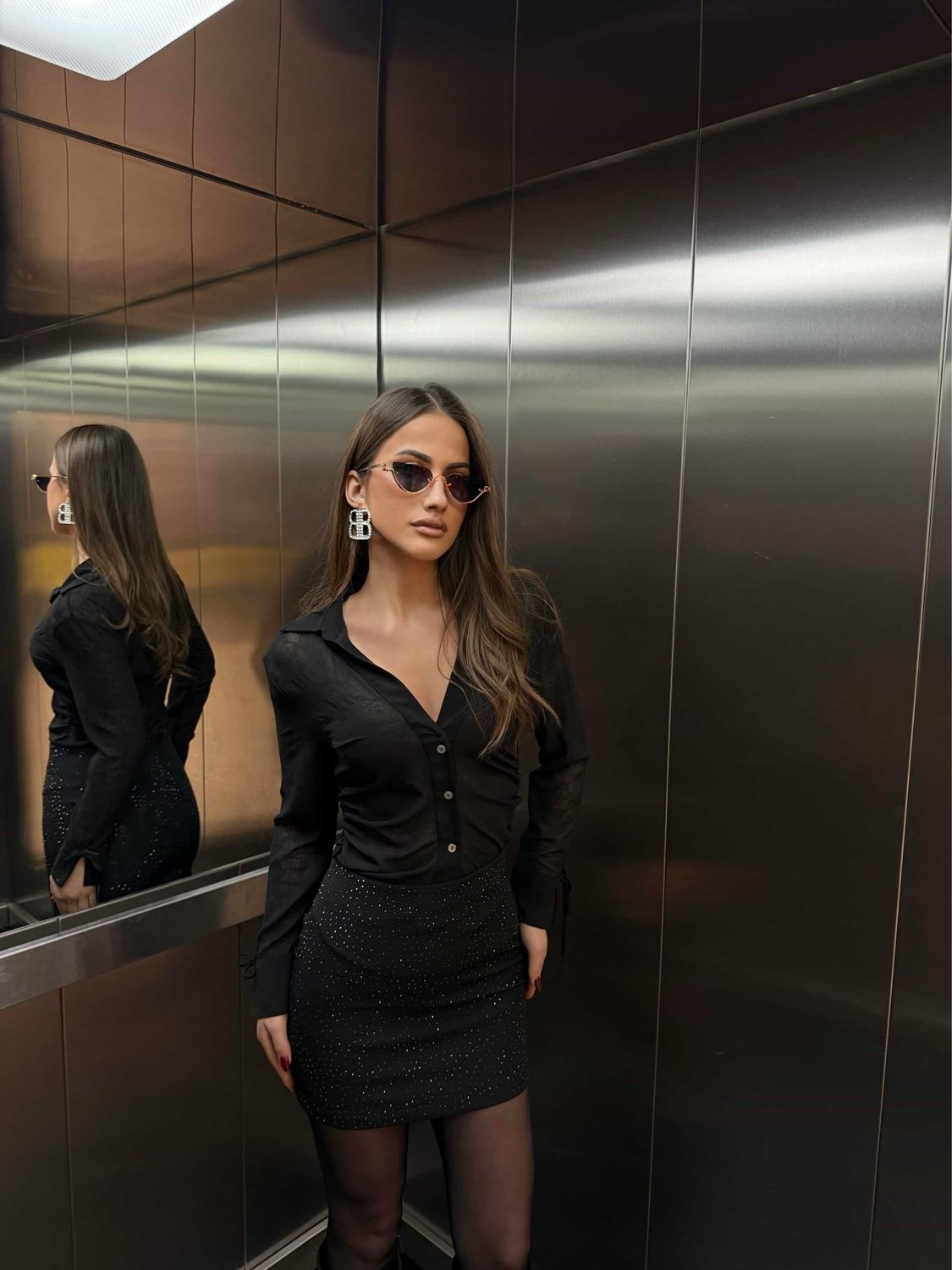 Rhinestone Short Skirt