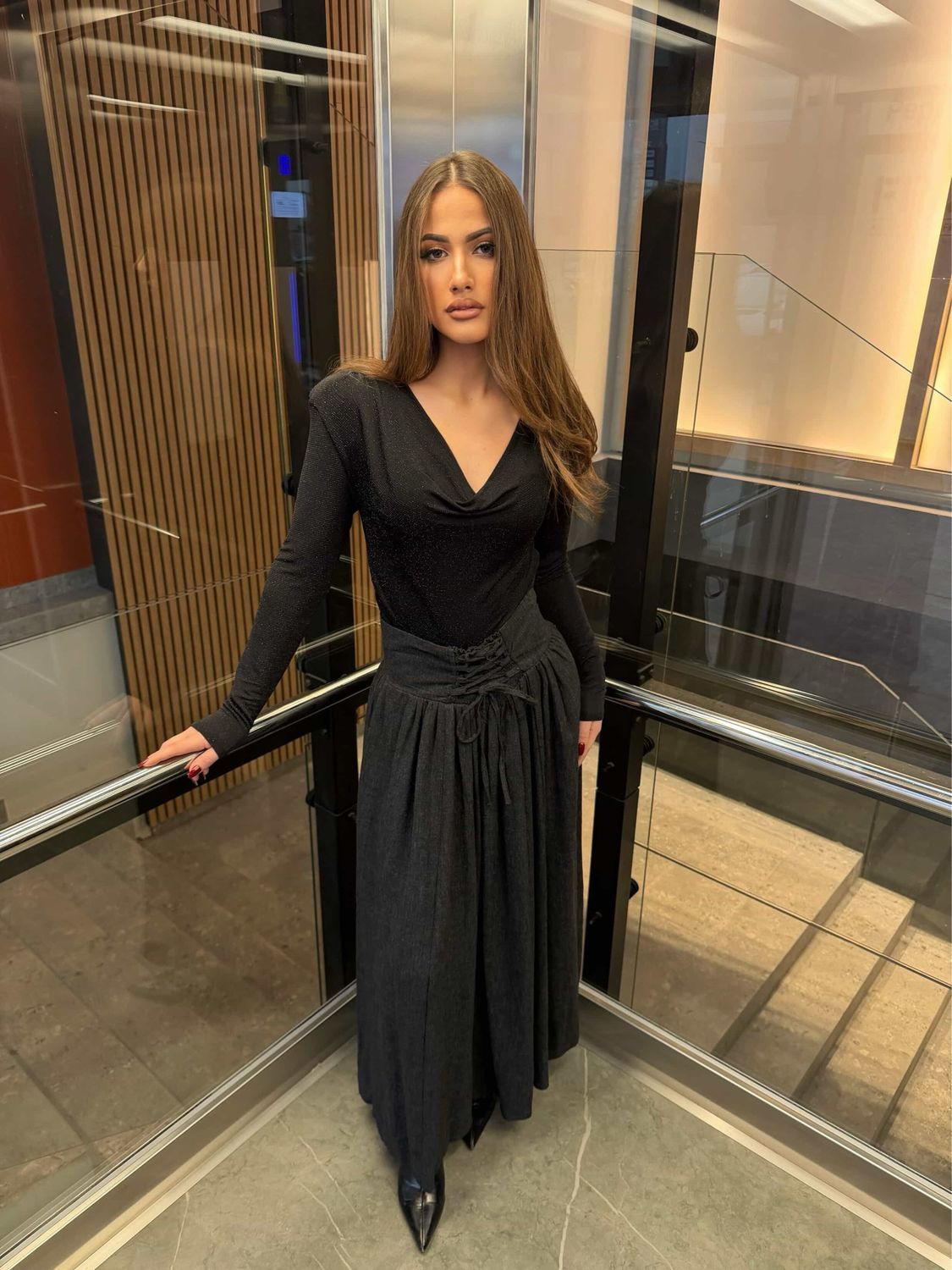 Corset Detail Midi Skirt