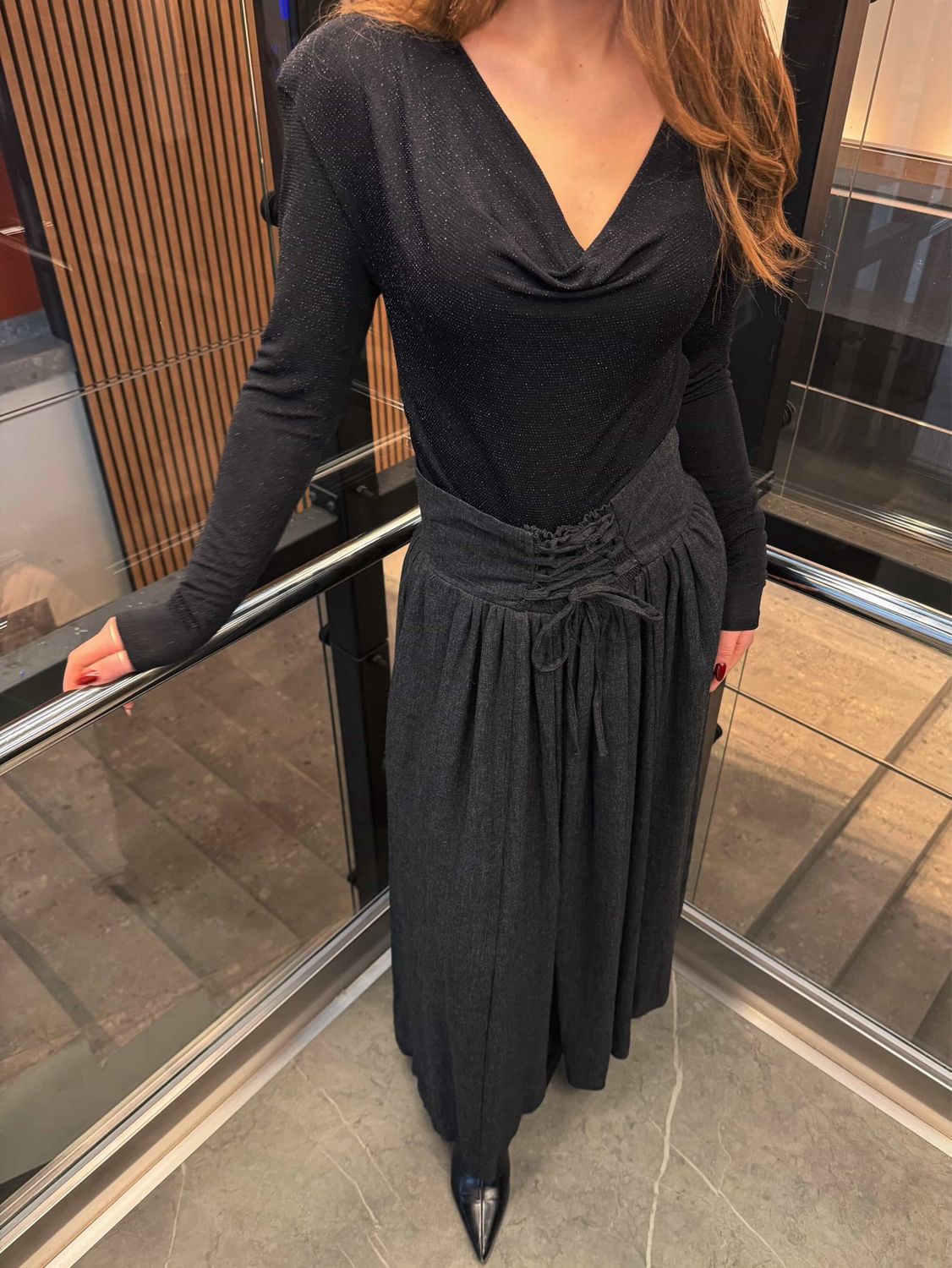 Corset Detail Midi Skirt