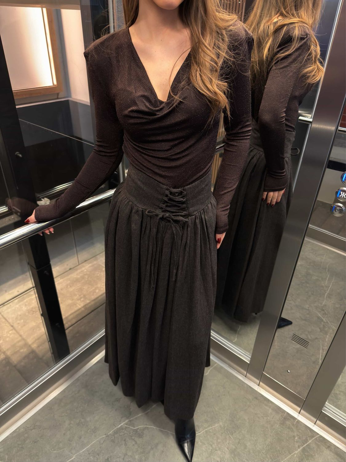 Corset Detail Midi Skirt