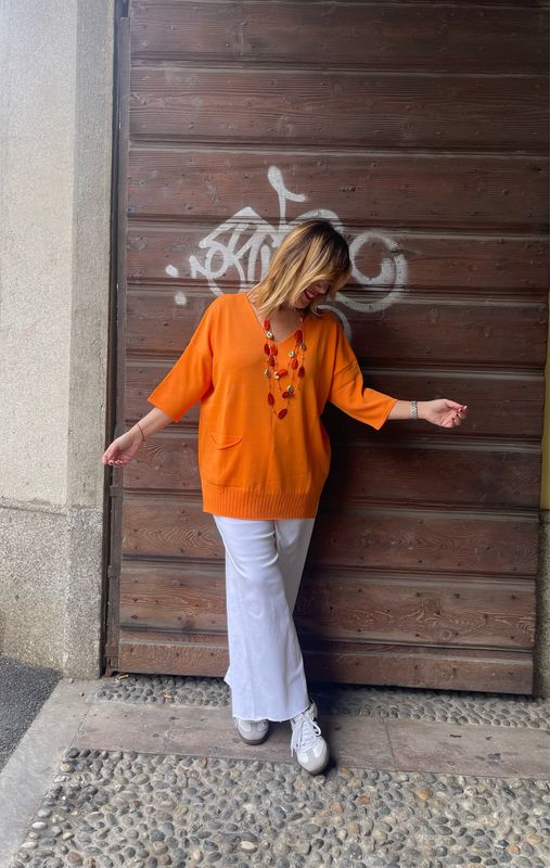 Maglia leggera Scollo V Orange