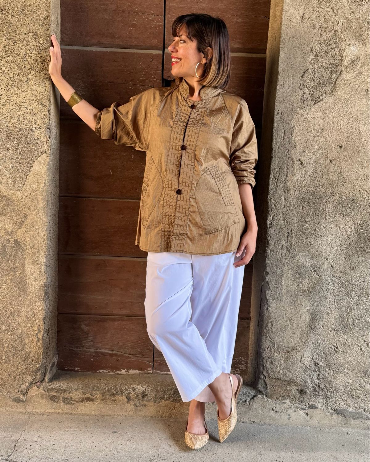 Giacca in shantung Gold