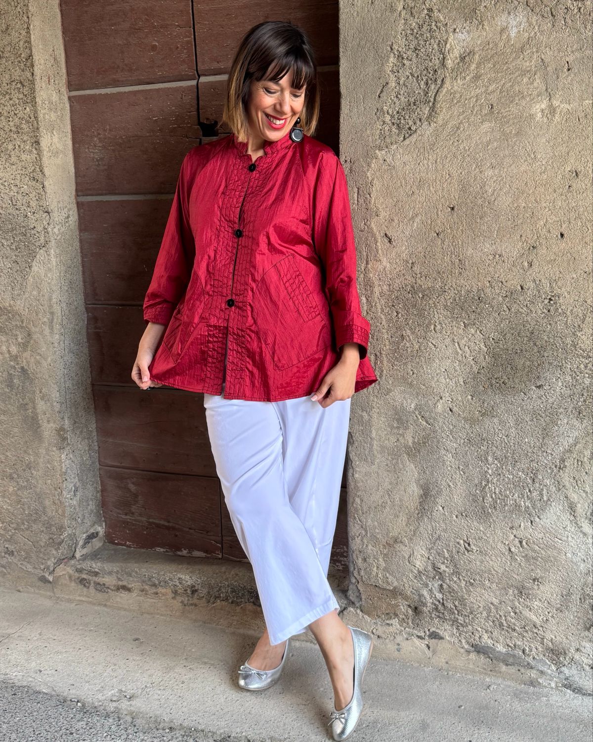 Giacca in shantung Red