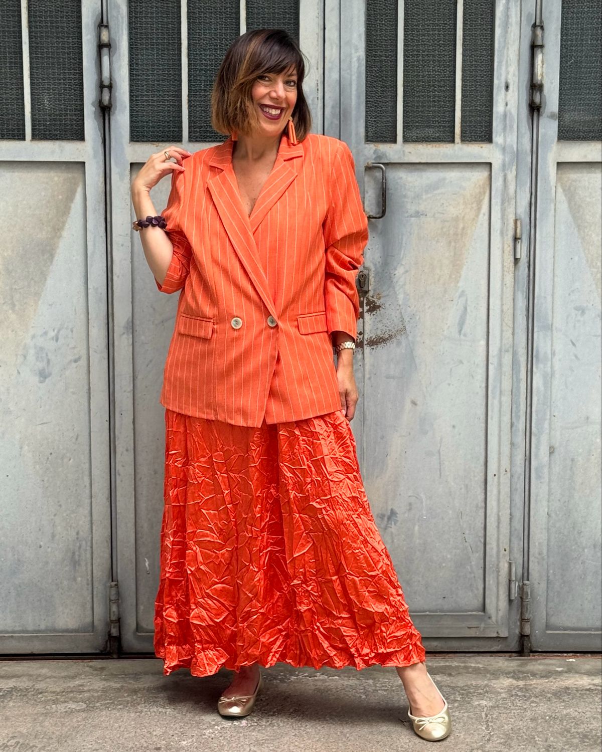 Blazer gessato Orange