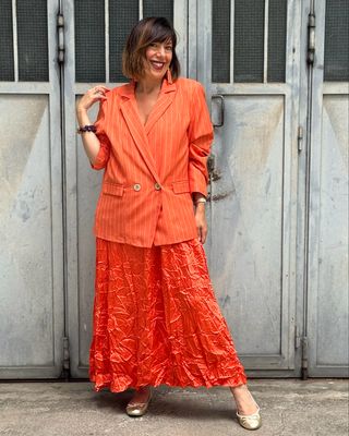 Blazer gessato Orange