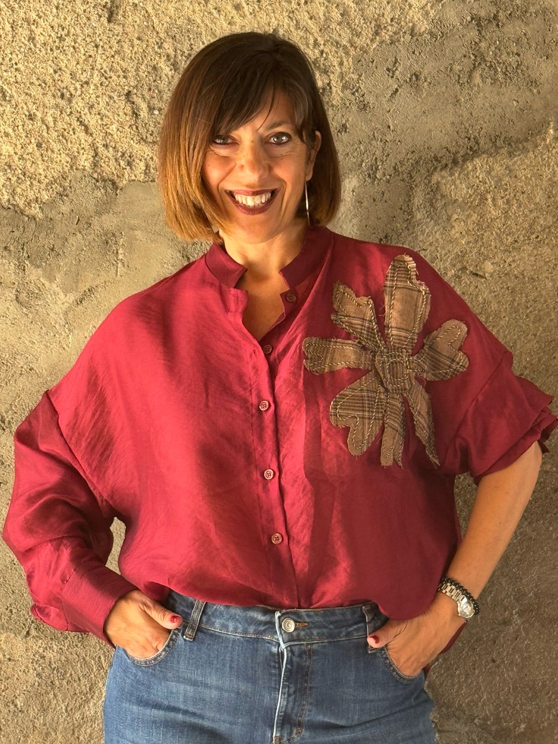 Camicia Autumn Flower vino
