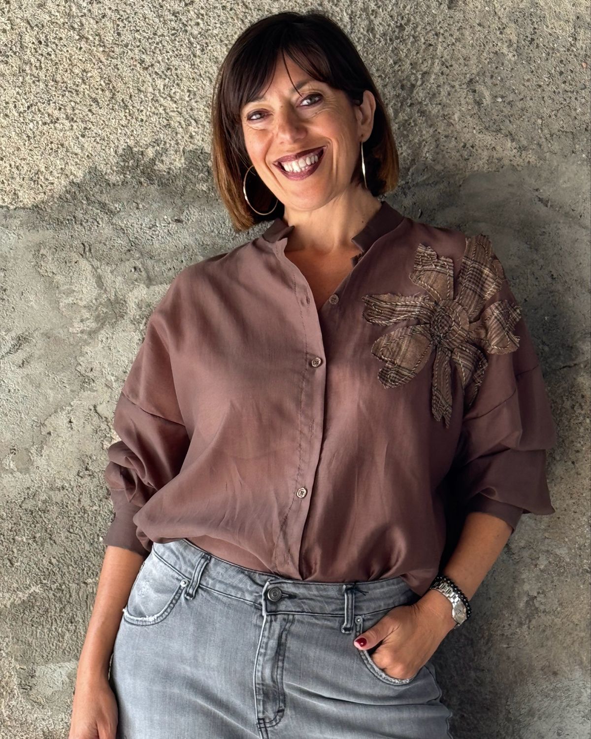 Camicia Autumn Flower moro