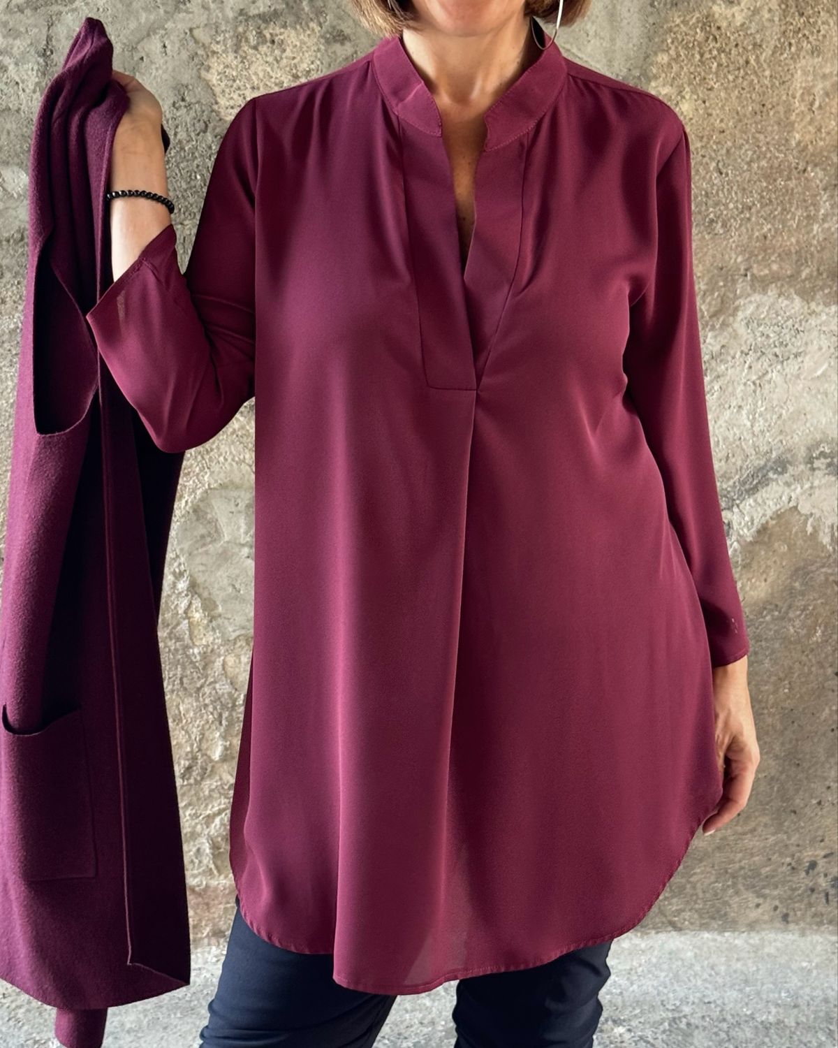 Camicia Coreana Bordeaux