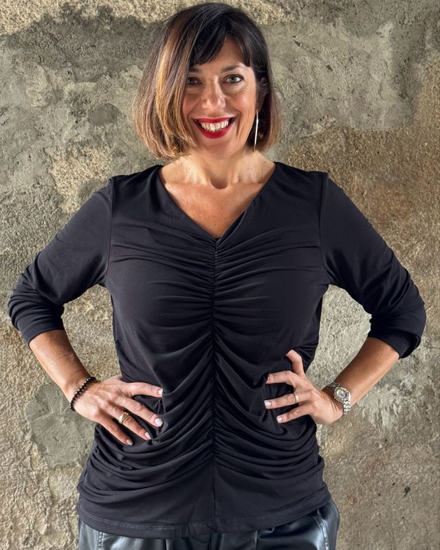 Blusa tulle drappeggio