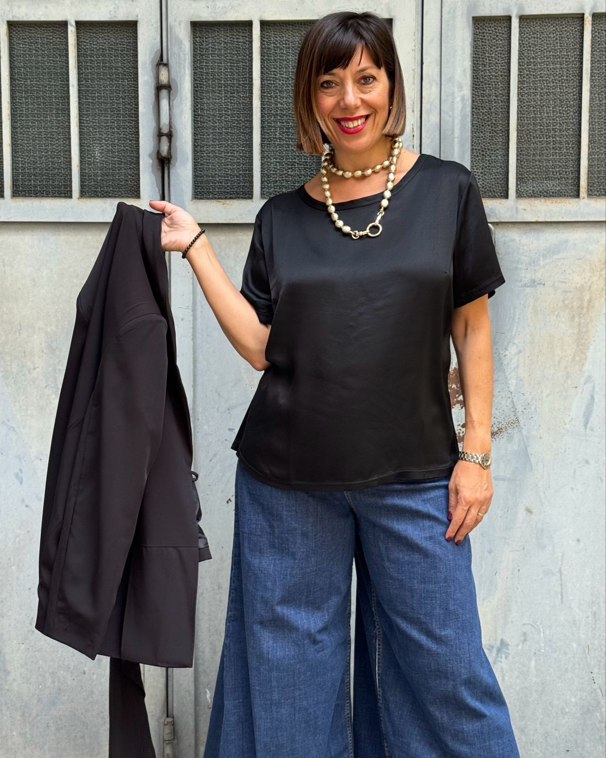 Blusa satin black