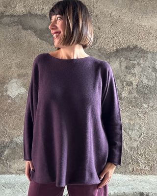 Maglione melanzana paricollo
