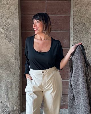 Pant ecopelle latte
