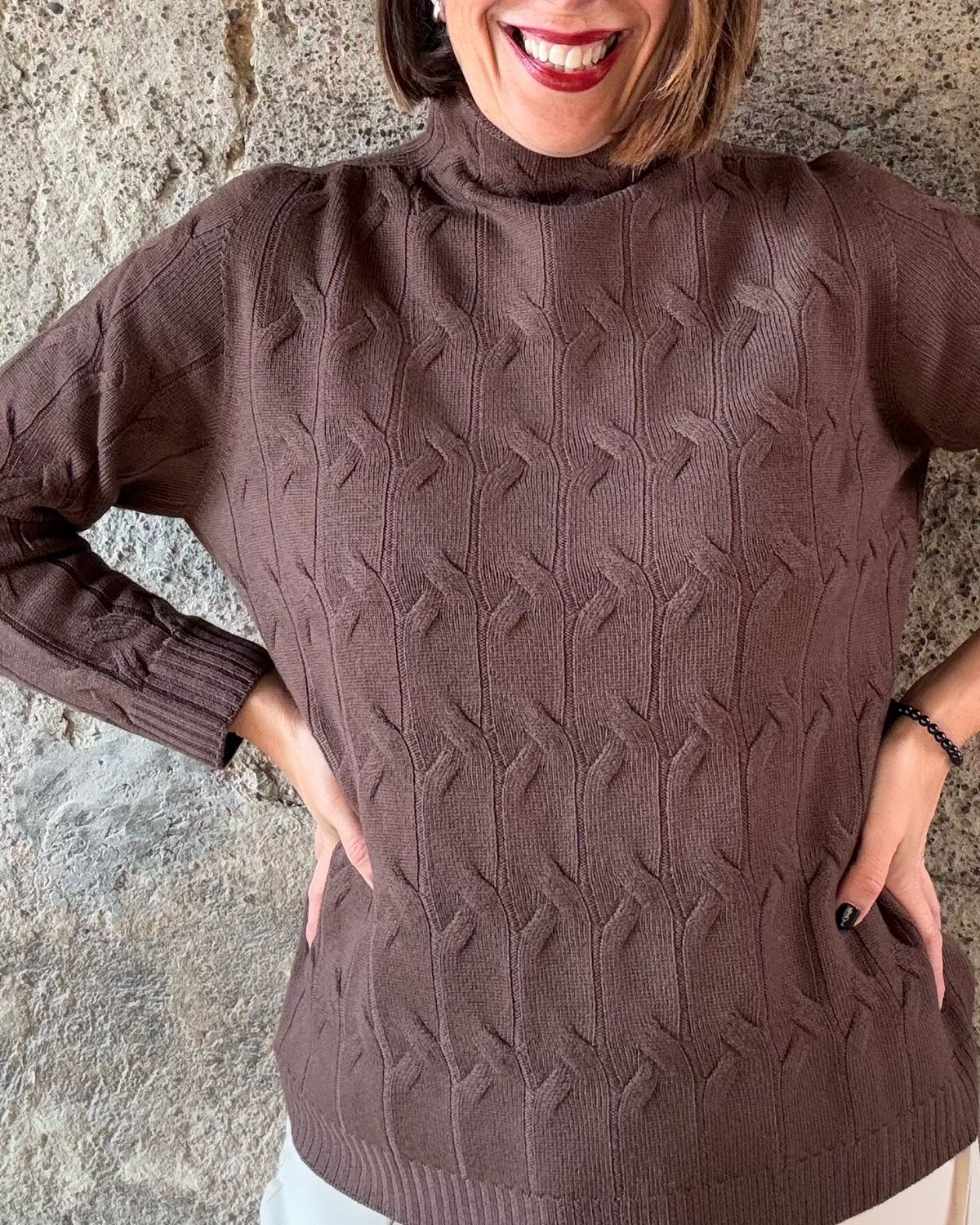Maglia 100%LANA Choco Treccia