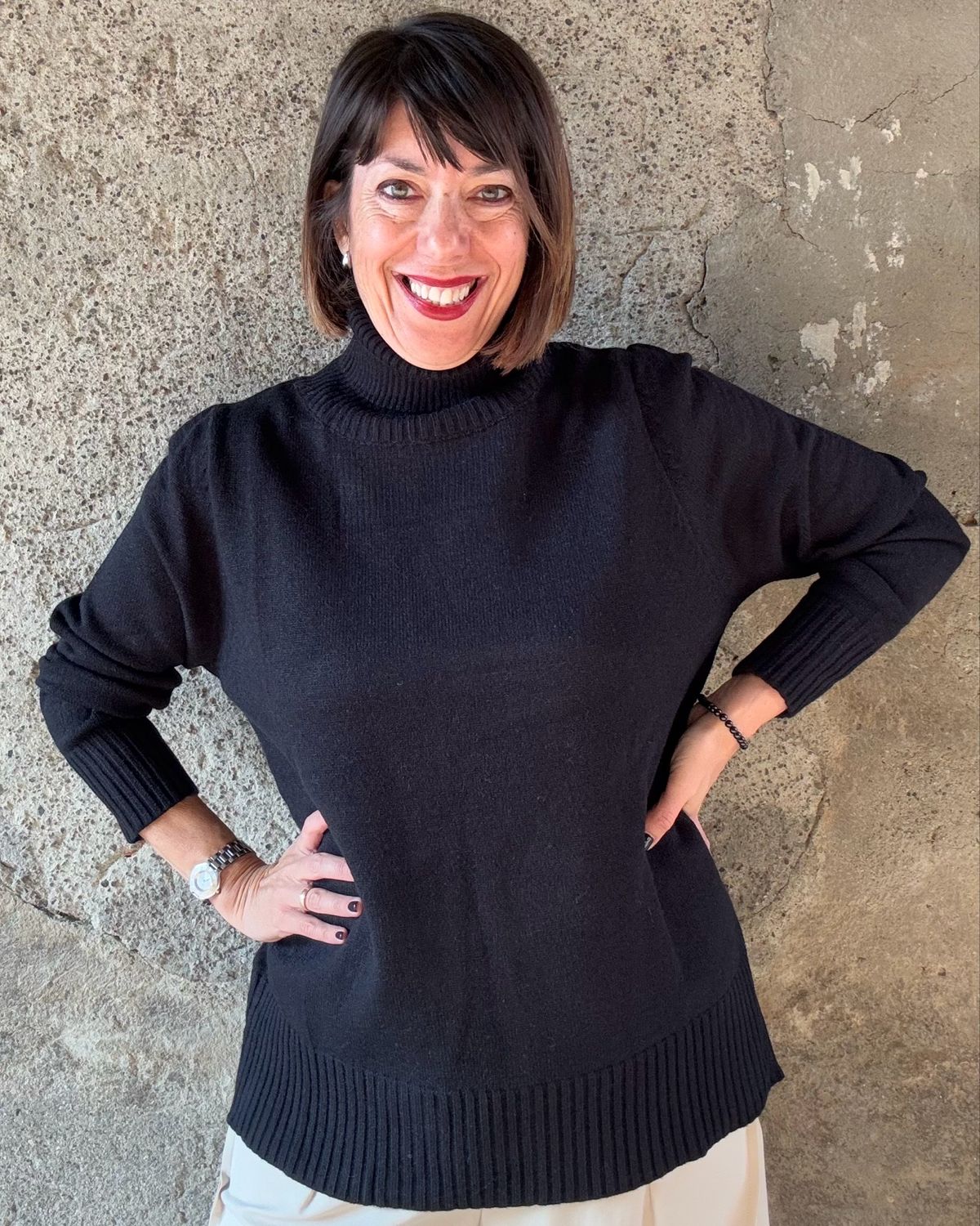 Maglia collo alto nero Sophia