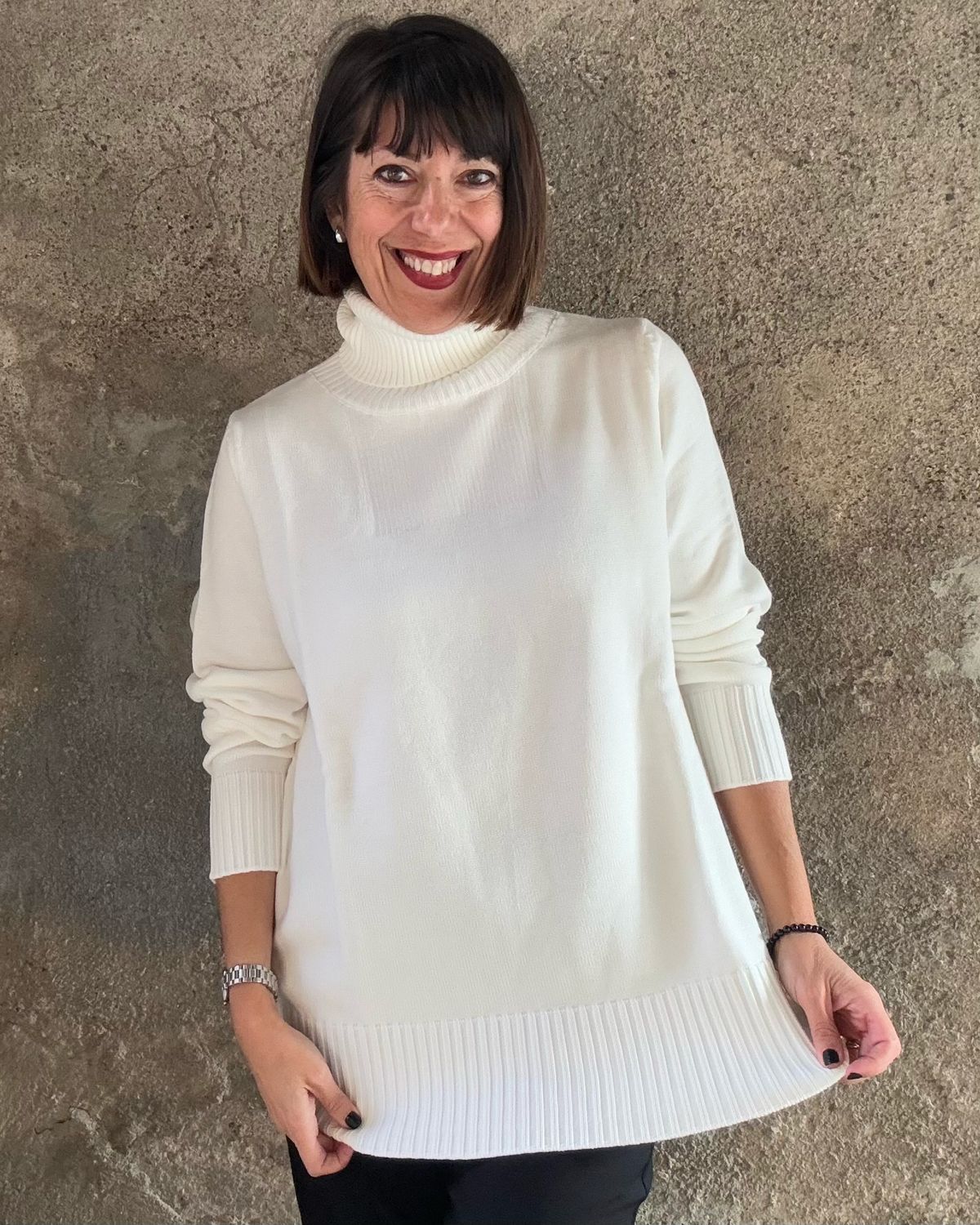 Maglia collo alto panna Sophia