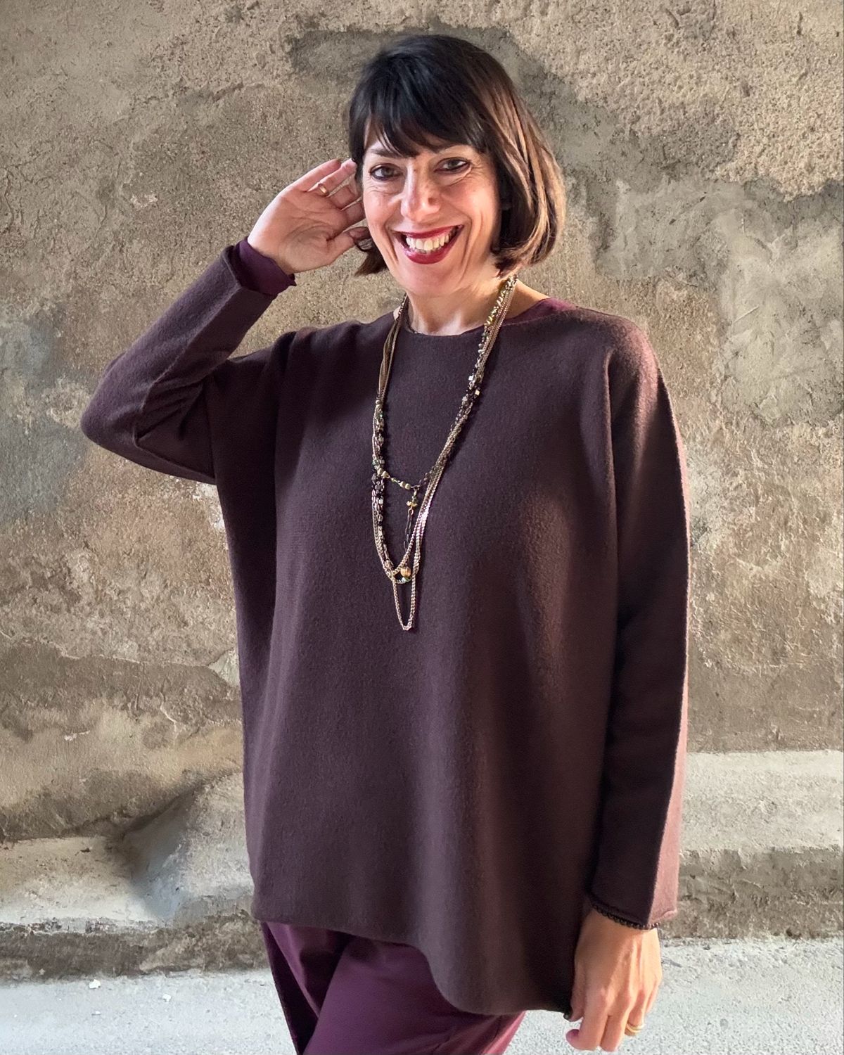 Maglione paricollo color choco