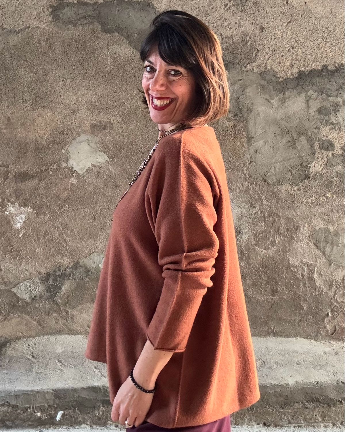 Maglione paricollo terracotta