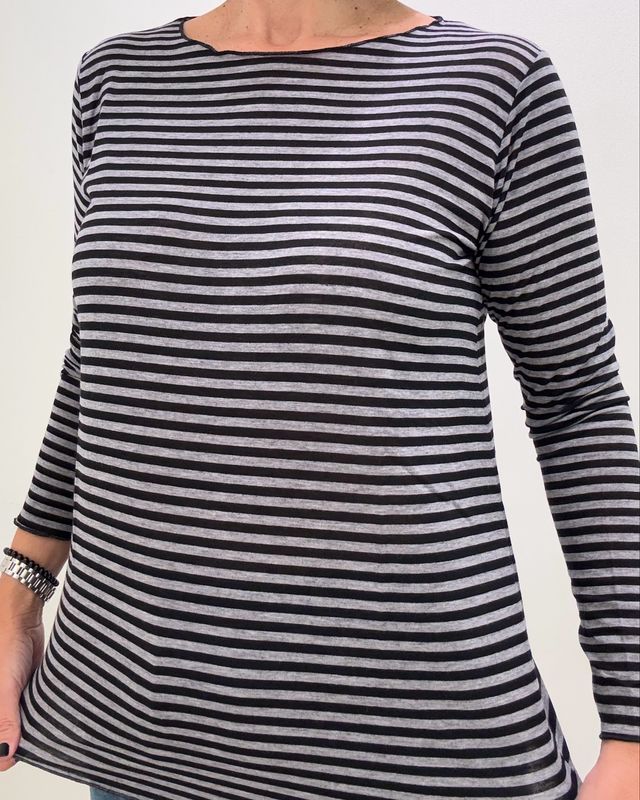 Cachemire OVER riga grigio e nero (re29)
