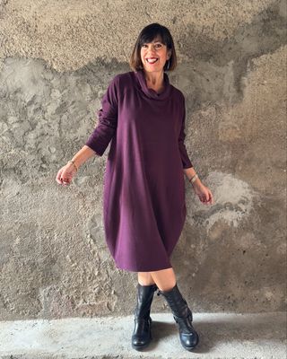 Abito collo anello aubergine