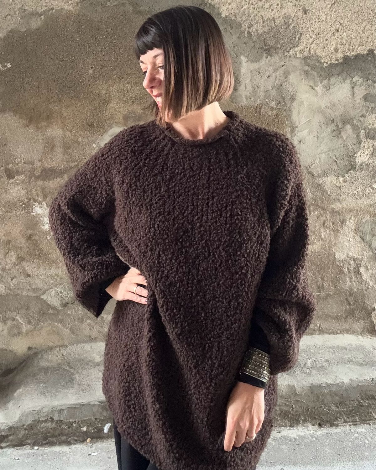 Maglione bouclè lana Choco