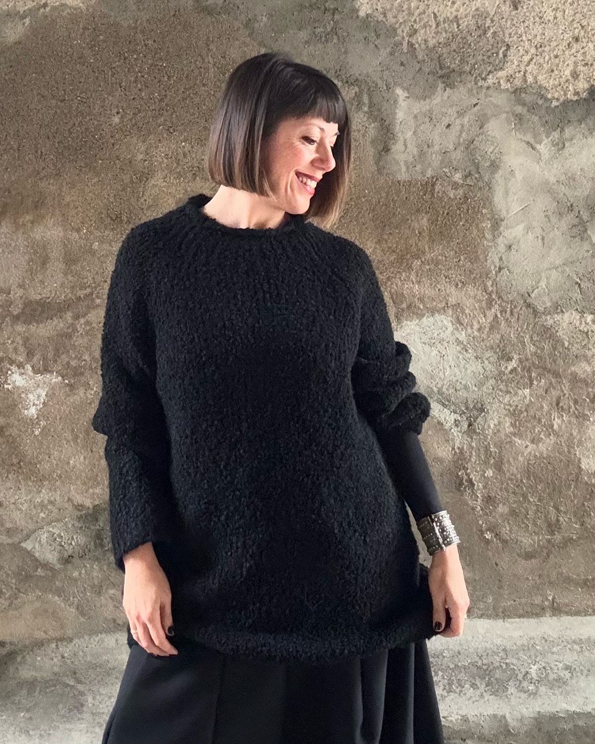 Maglione bouclè lana Black