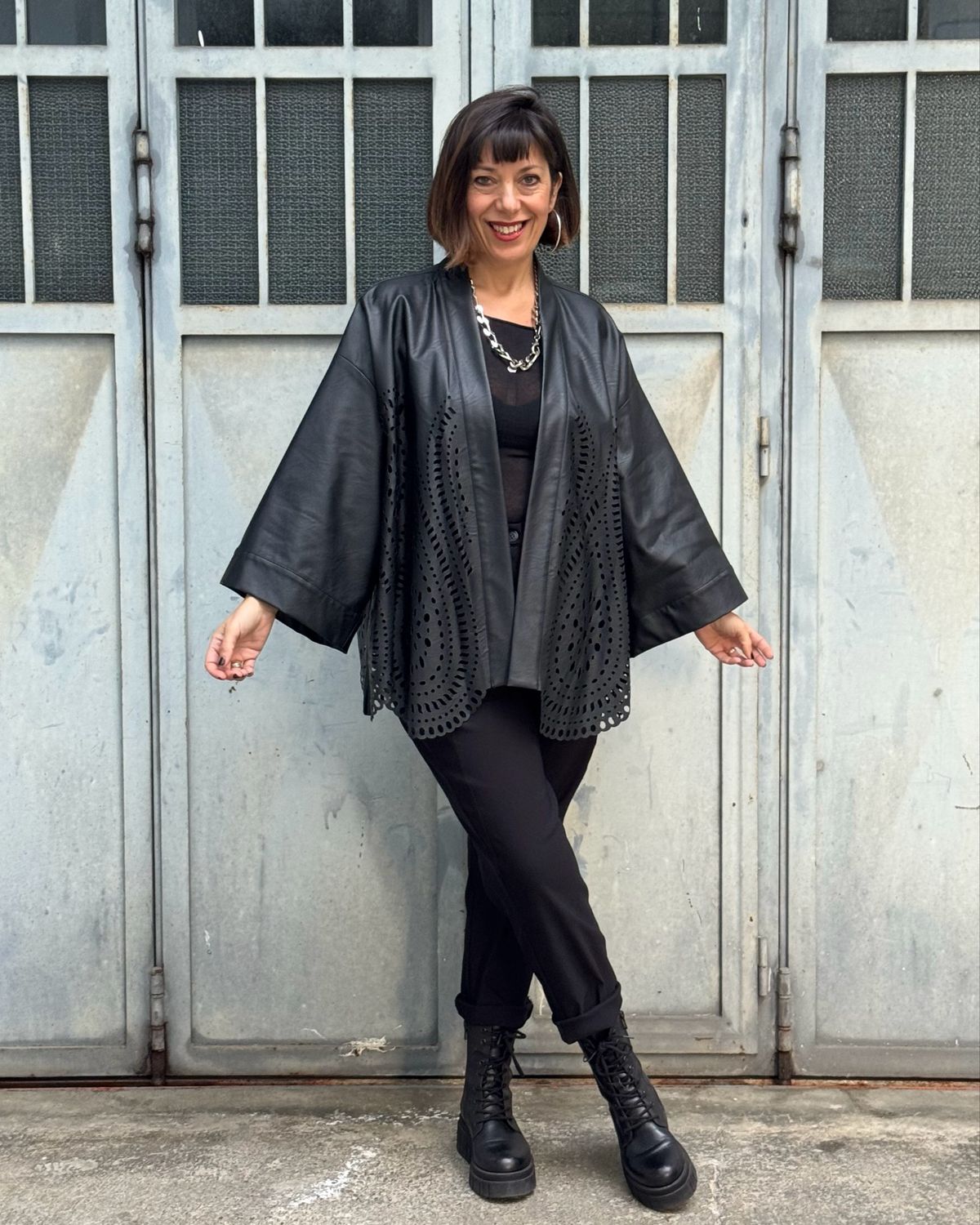 Giacca destrutturata intarsio laser