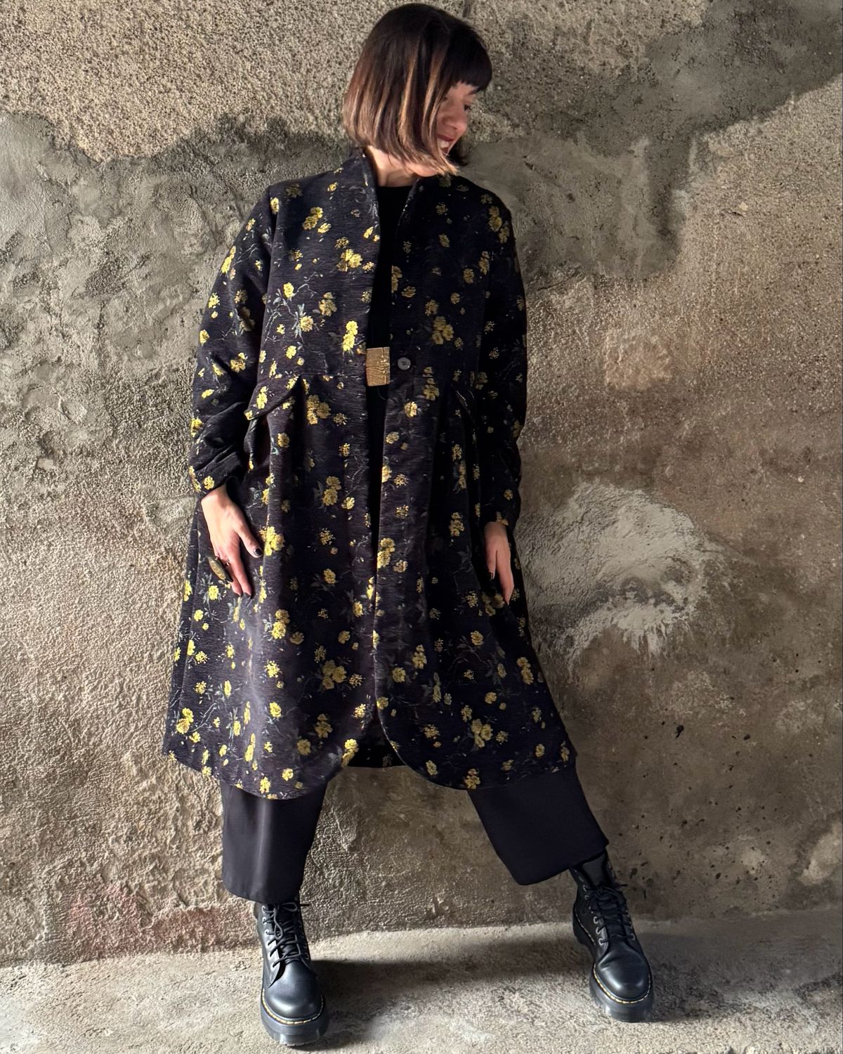 Cappottino velluto black&amp;flower