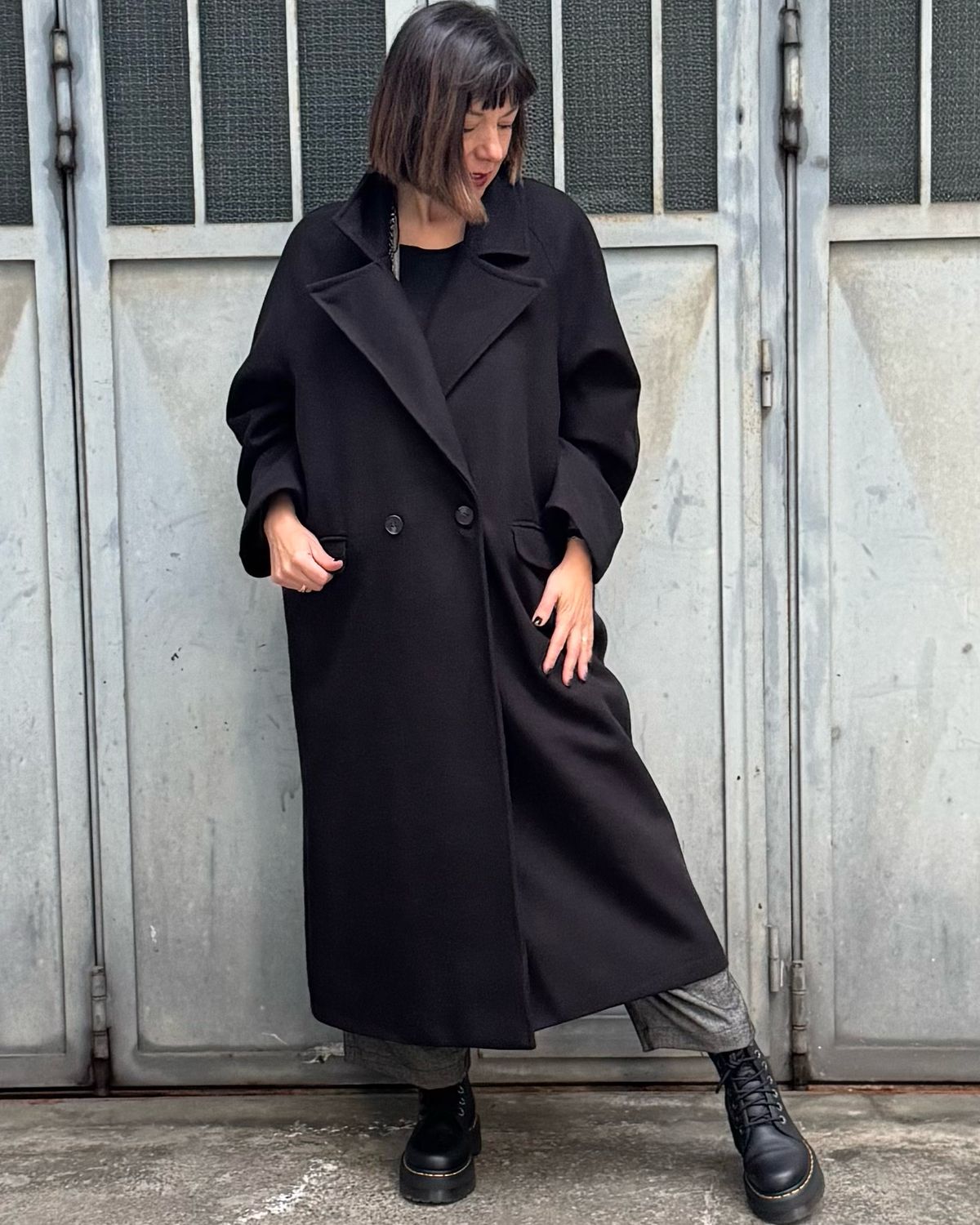 Cappotto raglan nero