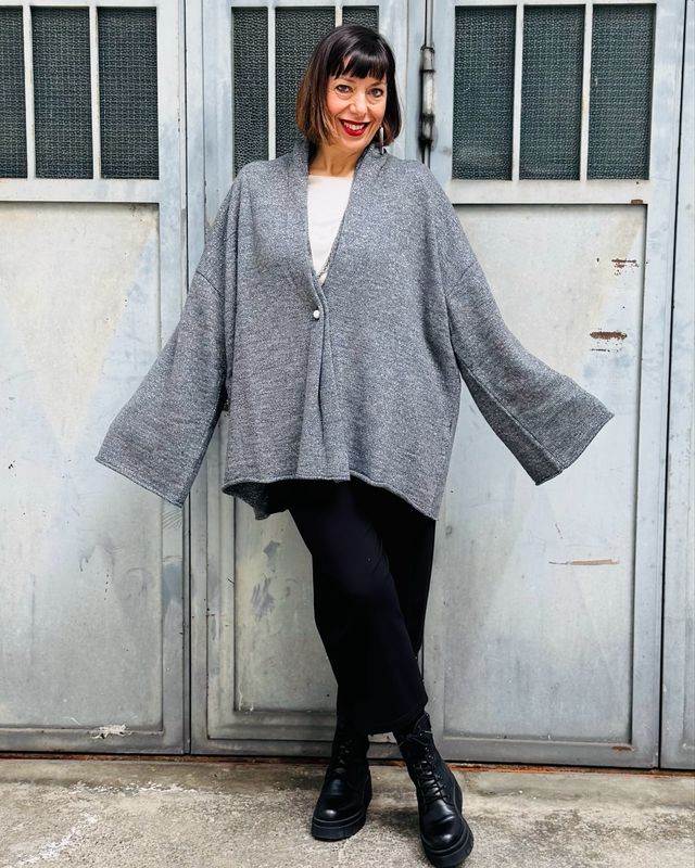 Maxi Cardigan Grigio Perla