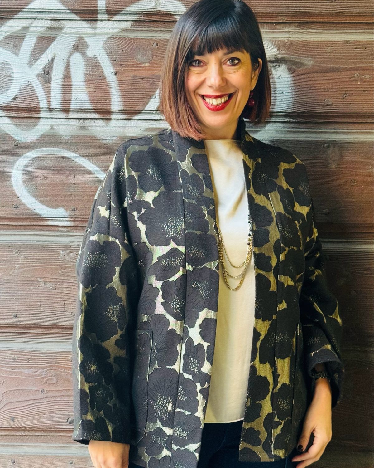 Caban damascato floreal