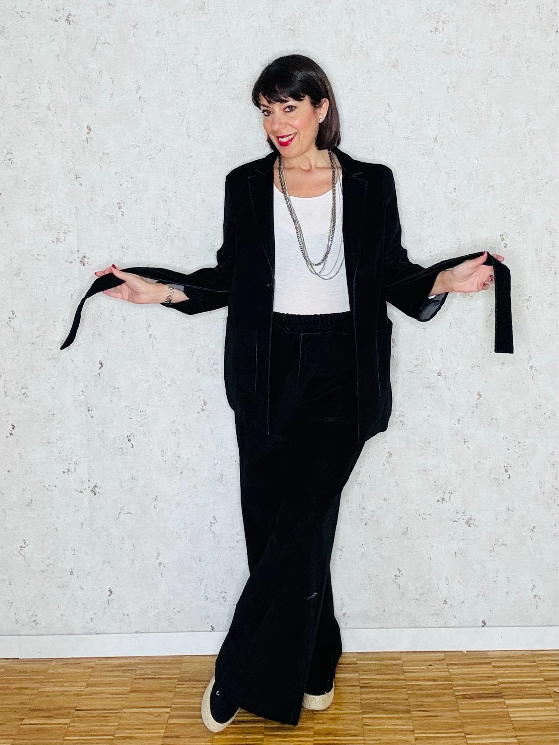 Tailleur nero vellutino cotone