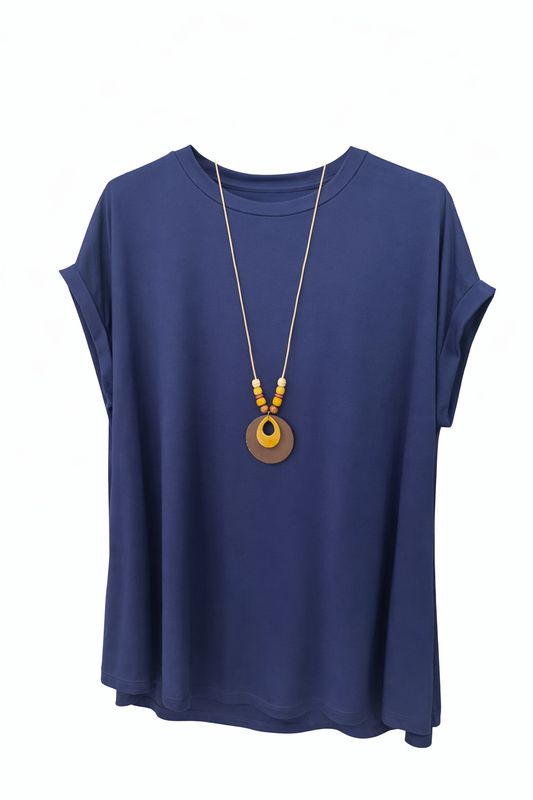 T shirt manica kimono blu