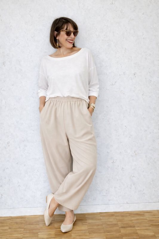 Pant elasticizzato ovetto avorio