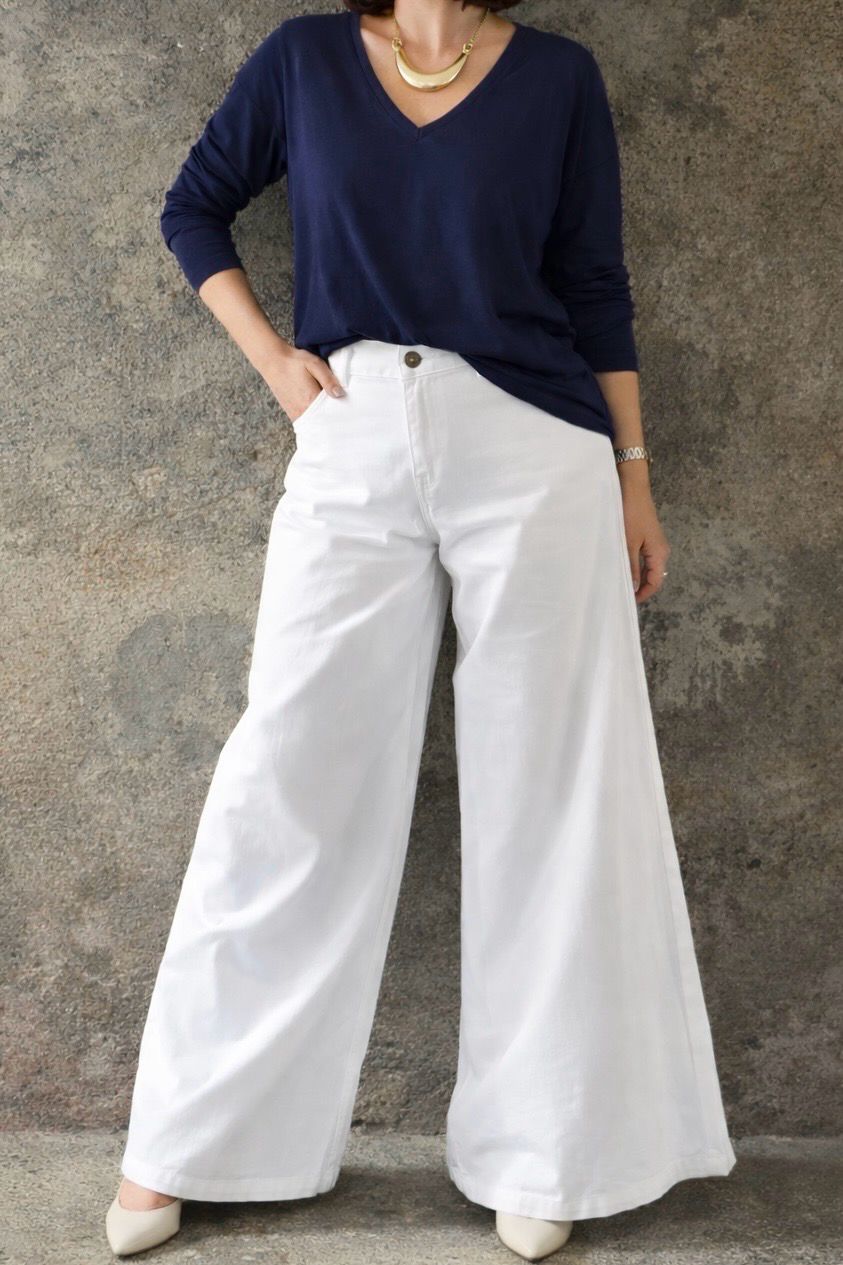 T-shirt scollo  V Blu