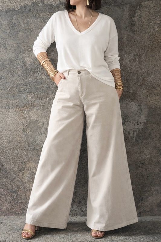 T-shirt scollo  V Bianca