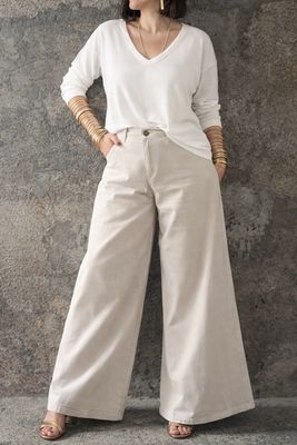 T-shirt scollo  V Bianca